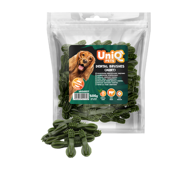 Лакомство для чистки зубов собак UniQ PETS DENTAL Зубные щетки (mint), 500 г