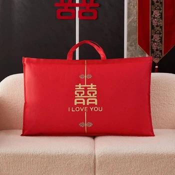 Подарункова сумка-чохол на блискавці з ручками “I LOVE YOU” (червона) 86×60 см KT7007301