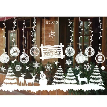 Наклейка новогодняя на окно Merry Christmas 50 на 70 см белый