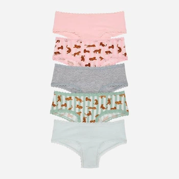 Набор трусиков бразилиана женских хлопковых Victoria's Secret Logo Cotton Thong 27120052 L 5 шт Комбинированый (43652955162858)