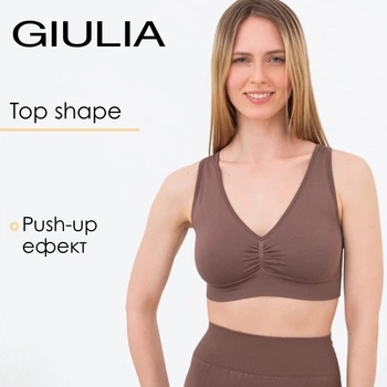 Безшовний жіночий топ з ефектом push-up з мікрофібри Giulia TOP SHAPE S/M Brown-deep taupe, жіночий топ