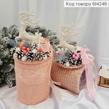 Коробка (11*13см)ПУДРА+крышка с ОЛЕНЕМ(высота 14см),декорированная, ручная работа, Украина
