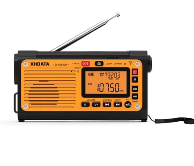 Багатофункціональний самозарядний Радіоприймач XHDATA радіо FM AM SW NOAA WB з акумулятором + ліхтар + сонячна панель + Power bank