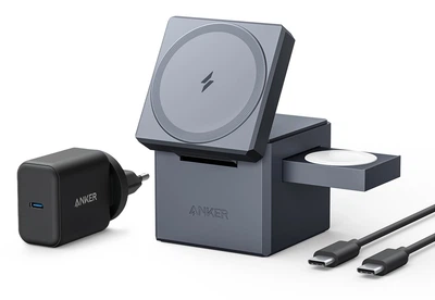 Беспроводное зарядное устройство Anker MagGo Wireless Charging Station 15W 3-in-1 Cube Black (Y1811G11)