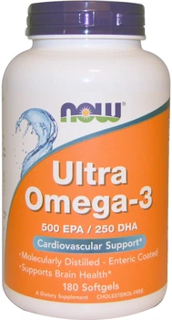 Жирні кислоти Now Foods Ультра Омега-3 180 желатинових капсул (733739016621)