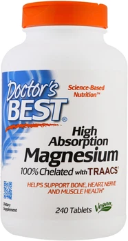 Suplement diety Doctor's Best Magnez o wysokiej absorpcji (Chelat), 240 tabletek (753950000872)