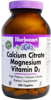 Цитрат кальция + Магний + Витамин D3 Bluebonnet Nutrition 180 капсул (743715007178)