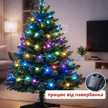 Гірлянда Матова кулька 10 м 50 лампочок Smart RGB, декоративна святкова світлодіодна гірлянда з пультом ДК, Bluetooth та керуванням через додаток, для кімнати, ялинки, свят і вечірок, L91-M86