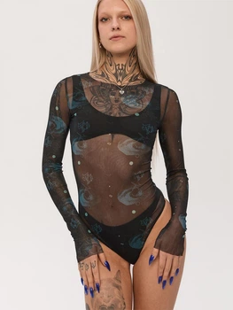 Боди из полупрозрачной ткани Синтра TUR WEAR Черный S