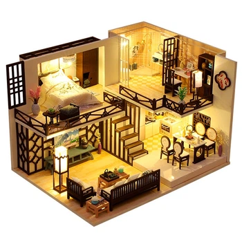 Кукольный дом конструктор DIY House M033-B Cute fun сборный 3D румбокс с подсветкой