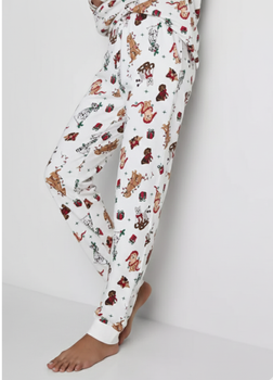 Бавовняні піжамні штани Primark Cotton Dog Print Family Christmas XL для дому та сну Білий (8551)