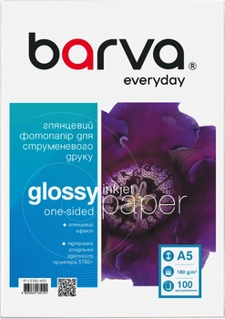 Фотобумага Barva Everyday Глянцевая 180 г/м2 A5 100 листов (IP-CE180-450)