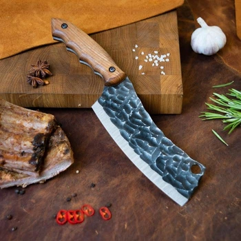 Топорик кухонный "Полумесяц" цельнометалический с фактурой битого камня