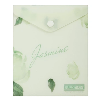 Папка-конверт А6 на кнопке JASMINE ARABESKI мятная BM.3922-38 BUROMAX матовый полупрозрачный пластик (4823126809618)