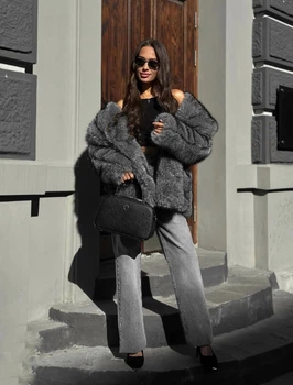 Шуба з еко хутра, колір Темно-сірий Fashion NG_614DGrey M 2000001002025