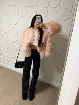 Шуба з еко хутра, колір Рожевий Fashion NG_660Pink M 2000001002117