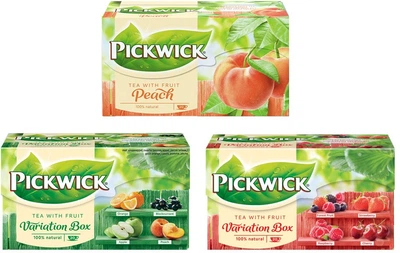 Коллекция фруктового чая Pickwick Персик 20 пакетиков + Variation Box 20 пакетиков + Ассорти Яблоко-Персик-Апельсин-Смородина 20 пакетиков (1845678902183)