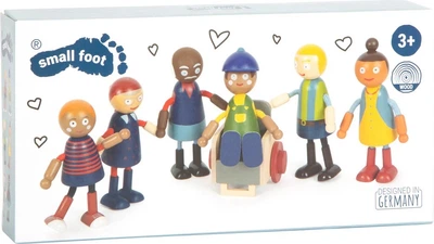 Zestaw figurek Small Foot Drewniany domek dla lalek rodzina z wózkiem inwalidzkim 7-11 cm 6 szt 5410392 (4020972123961)