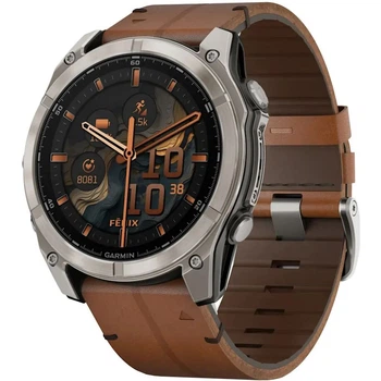 Смарт-годинник Garmin Fenix 8 51mm AMOLED Sapphire Carbon grey DLC w. Chestnut Leather Band (010-02905-40) Refurbished