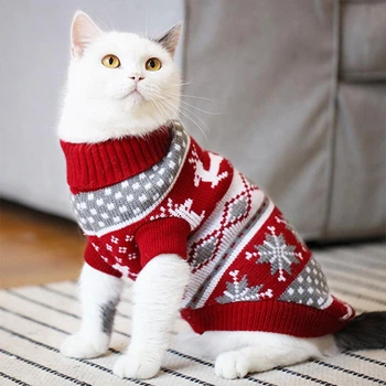 Свитер зимний для котов и собак, красный размер XL