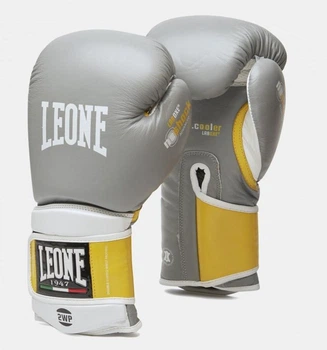 Боксерські рукавиці Leone Tecnico Grey 10 унцій натуральна шкіра, пінно-гелевий наповнювач, анатомічний крій, система вентиляції