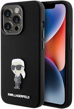 Etui Karl Lagerfeld Silicone Ikonik Metal Pin do Apple iPhone 15 Pro Black (3666339166014)