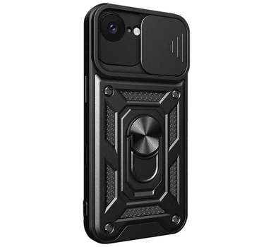 Чехол Primo Shockproof для Apple iPhone 16e / 17e - противоударный, с подставкой и шторкой для камеры - Black