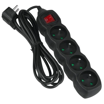 Przedłużacz z wyłącznikiem DPM PP37 4 gniazda 5 m czarny (5903332589265)