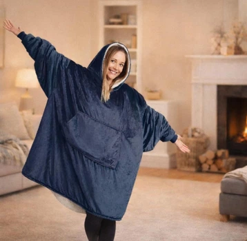 Плед с капюшоном и рукавами Huggle Hoodie оверсайз. Цвет: синий One size