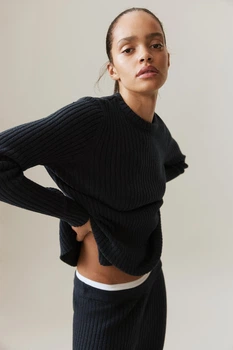Свитер в рубчик H&M 1265911001c50 XL темно-синий (100003402)