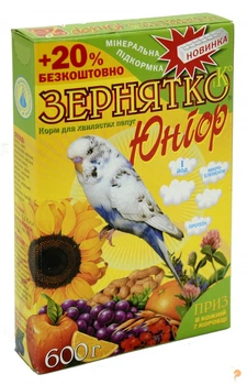 Корм для попугаев "Юниор", 600гр (орех, сухофрукты + приз)