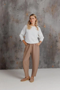 Жіночі брюки слоучі Алекс бежеві, M ART KNIT 042780