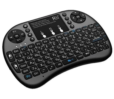 Беспроводная мини клавиатура 800 мАч UKC i8 2.4G для Smart TV с сенсорной панелью и подсветкой, черная