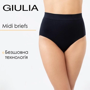 Высокие бесшовные трусы брифи Giulia MIDI BRIEFS COLOR S/M Black, базовое женское бельё