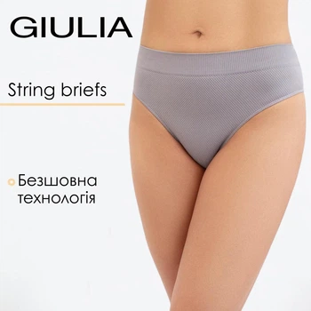 Стринги бесшовные Giulia STRING BRIEFS GRAIN L/XL Grey-griffin, эластичные трусики для женщин