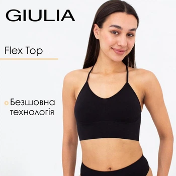 Бесшовный женский топ из микрофибры с тонкими перекрестными бретелями Giulia FLEX TOP L/XL Black, спортивный топ, для йоги