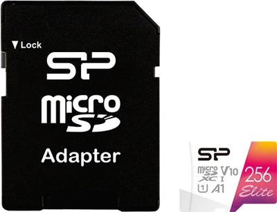 Карта памʼяті Silicon Power Elite Colorful microSDXC 256GB Class 10 UHS-I U1 A1 V10 + SD-адаптер (SP256GBSTXBV1V20SP)