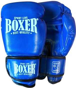 Перчатки боксерские Boxer 8 oz кожвинил 0.6 мм Синие (2024-03B)