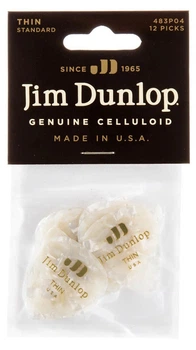 Медиаторы Dunlop 483P04TH Genuine Celluloid White Pearloid Thin Player's Pack (12 шт.)