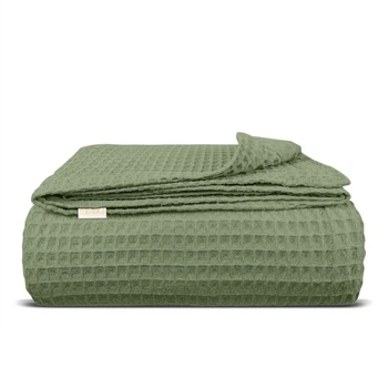 Плед-покрывало вафельное COSAS 230х240 см Olive Greek Waffle Оливковый