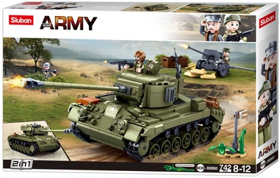 Конструктор Sluban Army 2 в 1 Середній танк зелений 742 елементи M38-B0860 (6938242957209)
