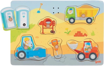 Puzzle drewniane Goki Plac budowy z dźwiękiem 6 elementów 5220263 (4013594573696)