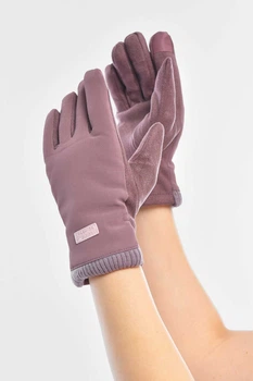 Рукавички жіночі на єврохутрі сенсорні темно-рожевого кольору GLOVES размер 7.5 (209386)