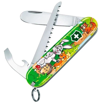 Ніж складаний, мультитул дитячий Victorinox My First + розмальовка (84мм, 9 функцій), кролик 0.2373.E2