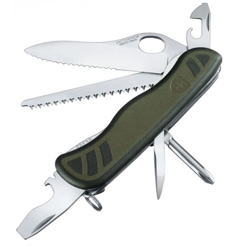 Ніж складаний, мультитул Victorinox Swiss Soldier's Knife (111мм, 10 функцій), зелено-чорний, блістер 0.8363.B1