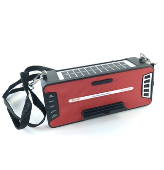 Радиоприемник FM портативный Golon RX-S2618BTS с солнечной панелью на аккумуляторе с Bluetooth с фонариком разъем флешки Red