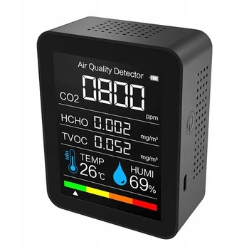 Анализатор качества воздуха 5 в 1: Датчик CO2, TVOC, HCHO, температуры и влажности (1200 мАч)