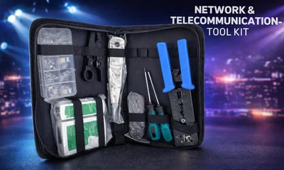 Набор монтажника 9 в 1 Merlion (A063), EZ-RJ45, KD-1, G501,HT332, тестер, коннекторы, отвертки, box 2*5, сумка