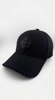 Бейсболка фулка STRETCH COTTON на резинке с патчем STONE ISLAND черного цвета L/XL (59-60 см)