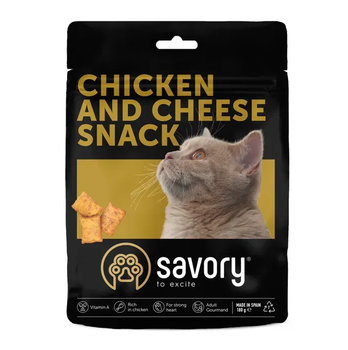 Ласощі для дорослих котів Savory Cats Snacks Pillows Gourmand with Chicken and Cheese з куркою та сиром, подушечки - 180г